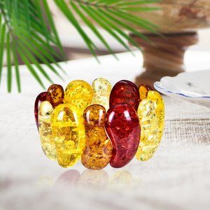 V3 Jewelry Multi Color Amber Stretch Bracelet